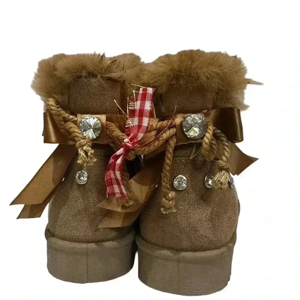 Forever Link Girls Faux Suede Soft Winter Warm Ankle Boots with Fur Lining